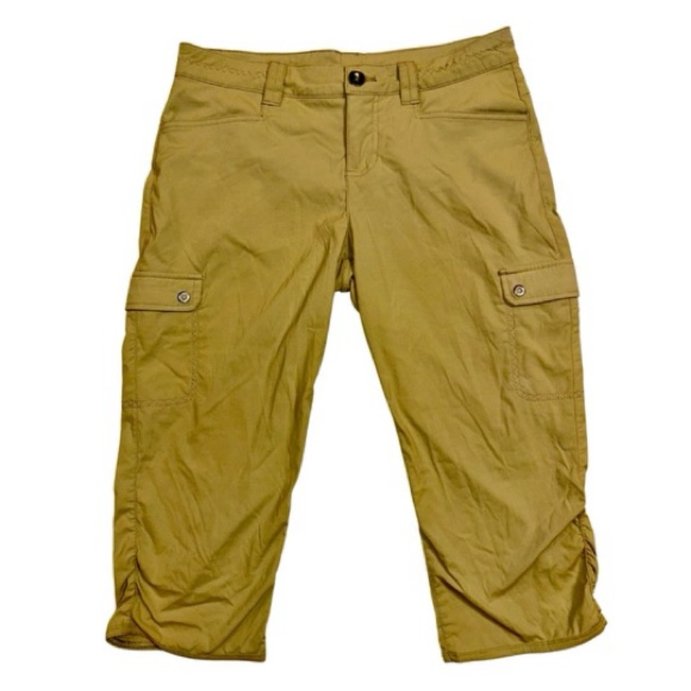 EDDIE BAUER BEIGE WOMENS NYLON CINCHED CAPRI HIKING PANTS SIZE P4